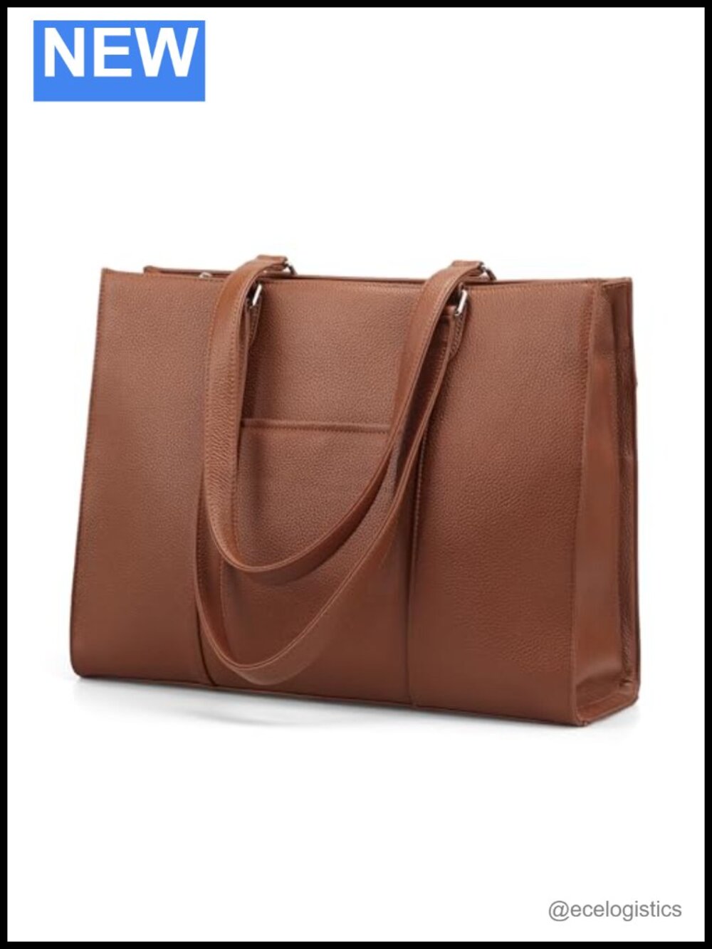 Genuine Leather Laptop Tote Bag Work Women 15.6 Inch Padded Shoulder Handbag